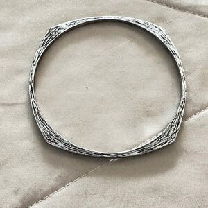 2/$20 Silver tone bangle bracelet vintage modernist square/circle brushed